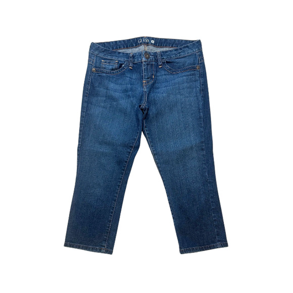 Guess Jeans Capri Crop Stretch Dark Blue Denim Women’s Size 31 - Picture 1 of 8